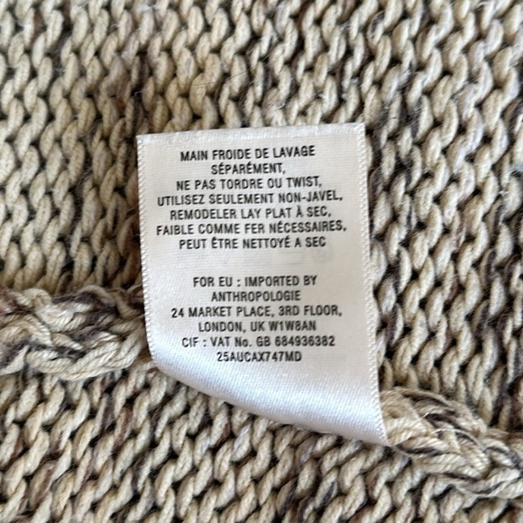Anthropologie Yellow Bird Beige Cream Marled Knit Wrap Crossover Sweater Small - Picture 11 of 11
